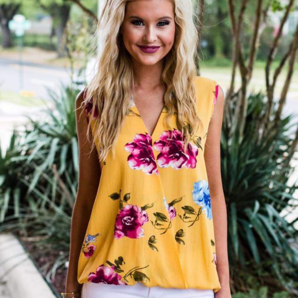 Yellow Floral Tank Top